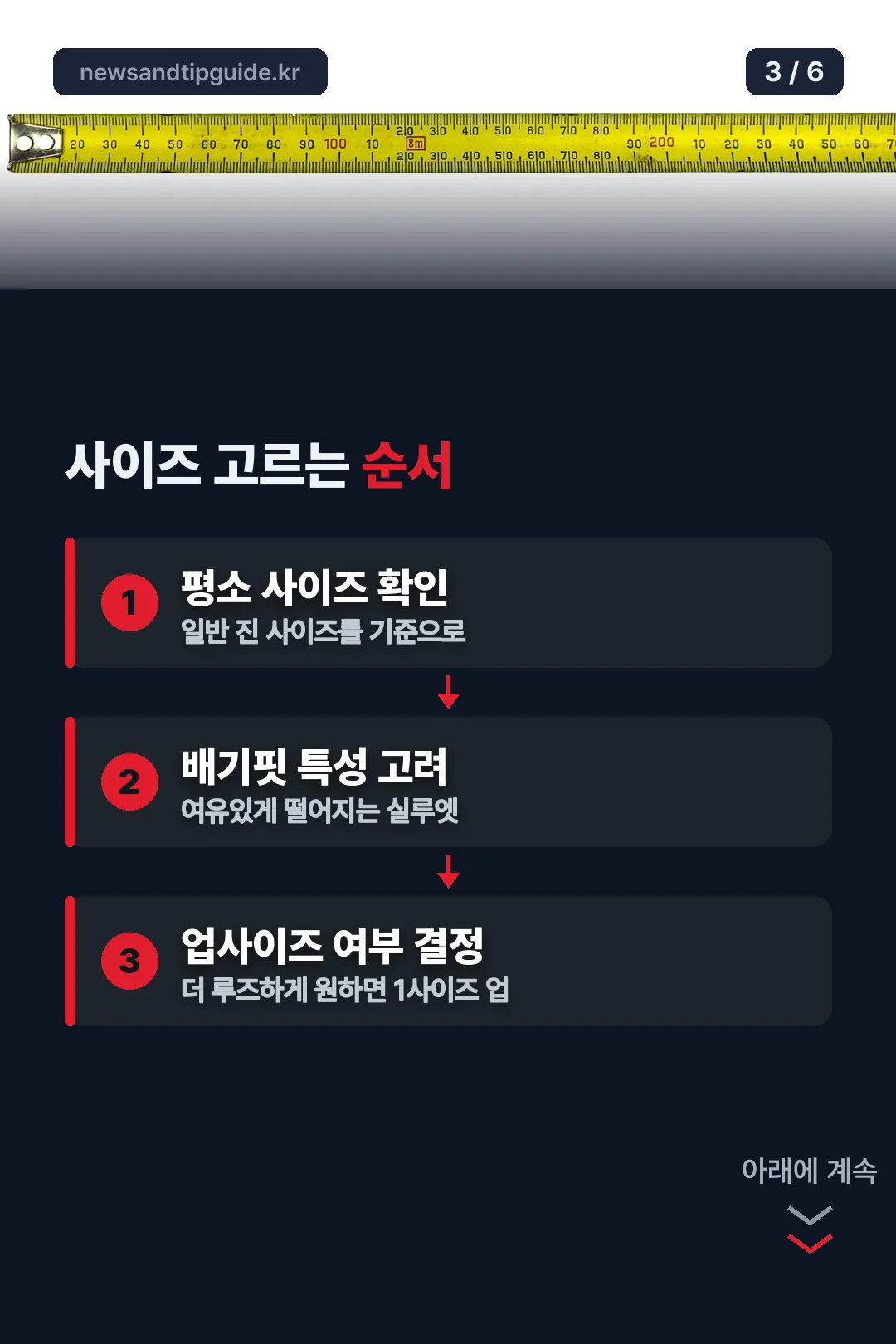 사이즈 고르는 순서