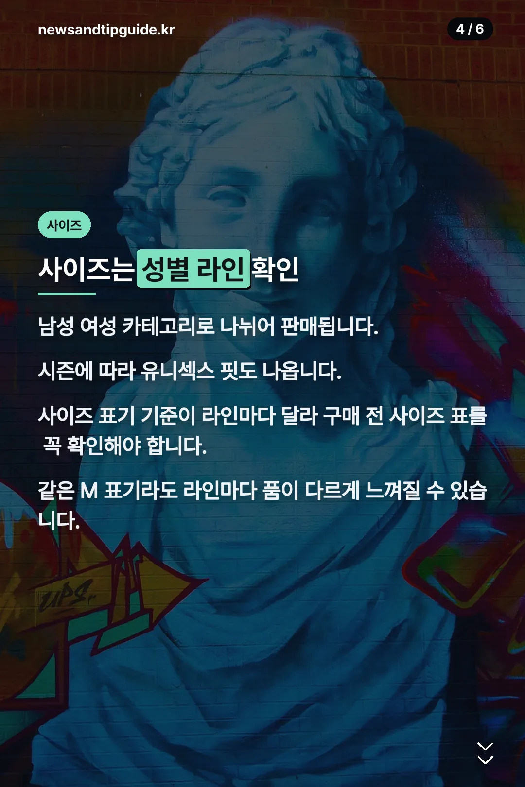 성별 라인 사이즈
