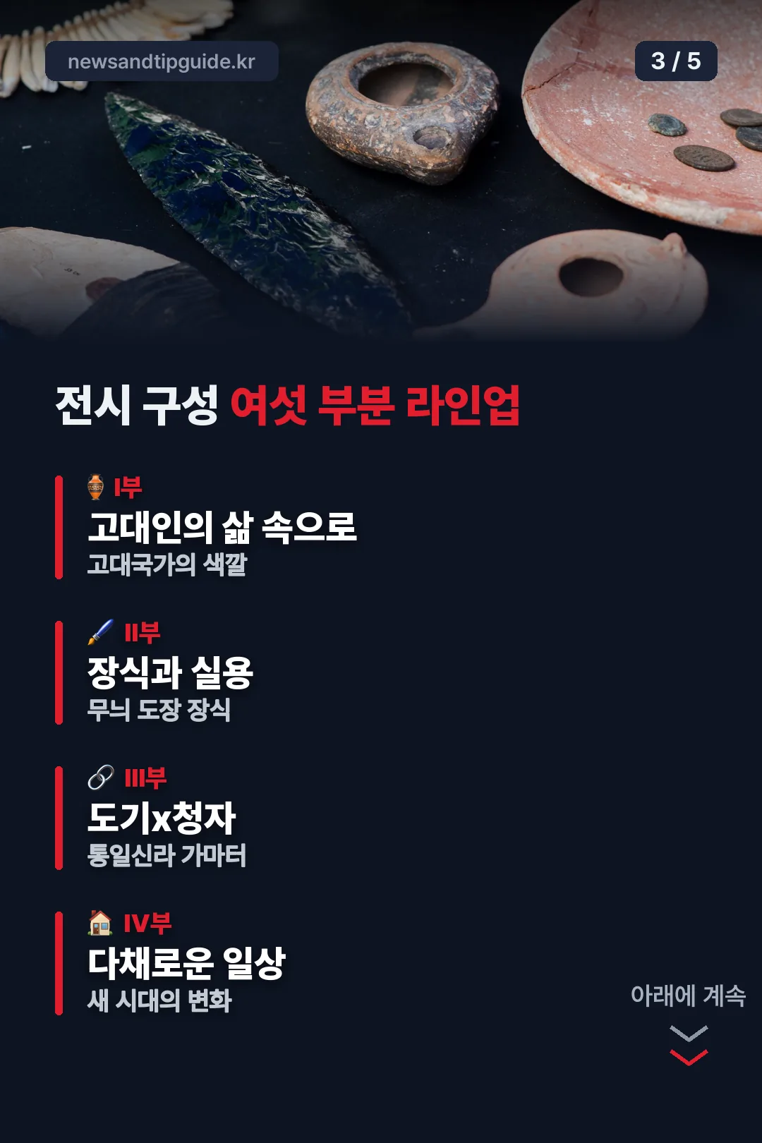 전시 구성 여섯 부분